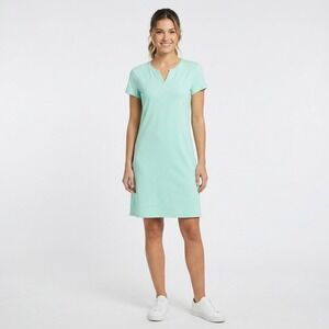 Reel Legends Petite Small‎ Dress Aqua Blue V-Neck Performance T-Shirt Pockets PS